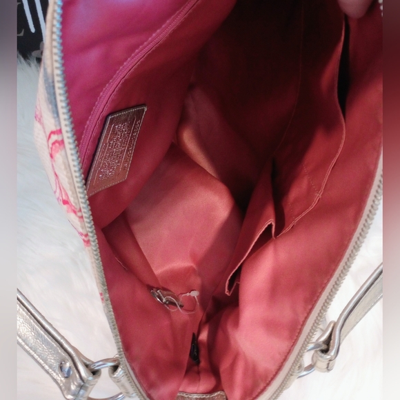Coach Poppy Dream Multi Signature Optic Soulder Glam Tote Bag EUC - Picture 14 of 15